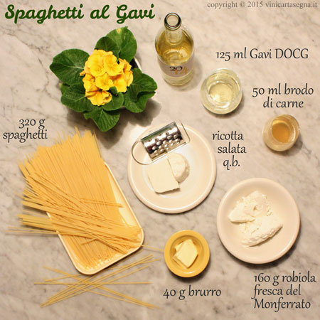 Ricetta degli spaghetti al vino bianco e robiola del Monferrato