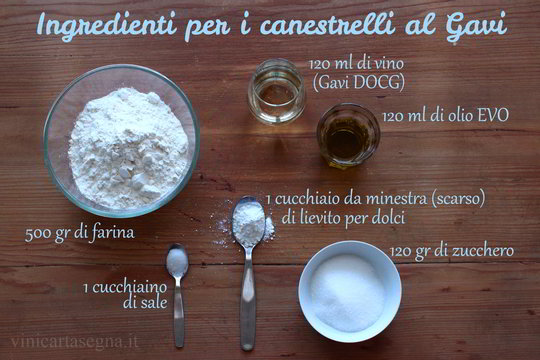 Canestrelli al vino bianco di Gavi: ingredienti